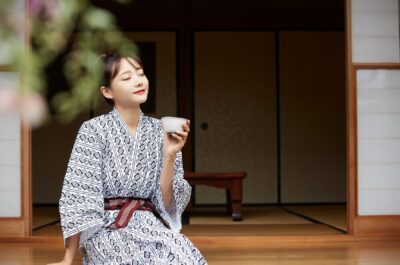 Japan A,Young,Woman,Is,Relaxing,At,A,Traditional,Japanese,Inn